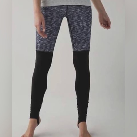 Lululemon Leggings Wunder Under Stirrup Ruched High Rise Black Gray Size… - Picture 2 of 9